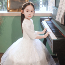 High-end girls dress Princess dress childrens birthday flower girl piano performance clothing long sleeve autumn and winter