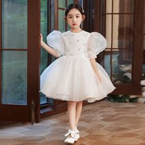 Dress girls high-end princess dress childrens birthday puffy gauze flower girl wedding girl piano performance autumn