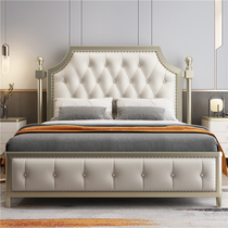 2021 new light luxury bed solid wood simple double bed master bedroom high-end American bed modern light luxury style bed net red