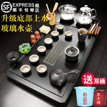 Fully automatic bottom water tea set home glass kung fu tea set whole set solid wood tea tray simple brewing table