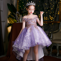 Girl host evening dress Princess dress childrens catwalk piano performance high-end tailing foreign atmosphere autumn