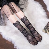 Socks Woman Midbarrel Socks Outside Wearing Tide Ins Lace New Heaps Stocking Socks Day Series Korean Version Hollowed-out Fashion Long Barrel Socks