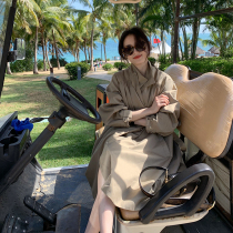 LICKYSENIOR card in its color windcoat jacket with a long section of female early spring loose Korean version temperament with a knee coat