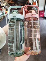 Extra large capacity water cup women with straw time scale 2000ml Sports Net red summer water bottle plastic pot