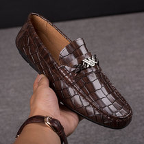 Liden Armani Autumn New Bean shoes mens leather business casual shoes crocodile a pedal lazy mens shoes tide