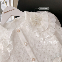 Girl Shirt 2022 New Ocean Air Spring Loaded Long Sleeve Blouse Blouse Children White Shirt Girl Dolls Collar Lace Jersey