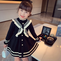 Girls dress Dress Spring Dress Children College Wind Skirts Spring Autumn New Foreign Air Knit Long Sleeves Little Girl Sweaters Dress