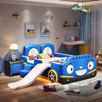 Childrens bed boy car bed with guardrail treasure bed split artifact cartoon bed childrens bed single bed ladder bed