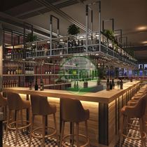 American wrought iron solid wood upside down wine cup holder wall hanging cabinet bar decoration storage rack red wine rack hanging hanger