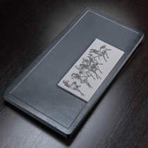 Imitation Ujin stone tea tray Household solid wood tea table Chinese style vintage tea sea kung fu tea tray small with drainage