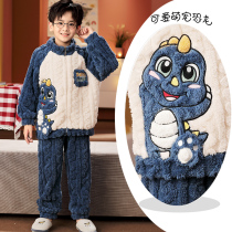 Winter thickening coral velvet boys nightgown lovely dinosaur flannel autumn and winter boys home suit