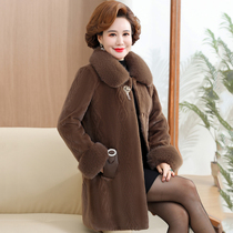 Middle Aged Mother Winter Clothing Ferret Jacket 2022 New Middle Aged Woman Autumn Winter Medium Long-Integrated Suede Coat