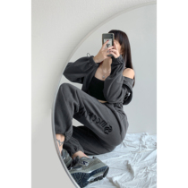 European and American style letter printing sweatpants female ins hip-hop loose drawstring pants spring and Autumn drawstring casual sweatpants
