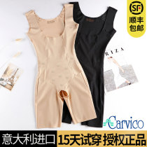 Close-up ultra-thin carvico woman conjoined plastic body with plastic waist and beauty body sculpted clothes postpartum corset waist