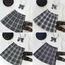 (Thorn article) jk uniform skirt genuine original college style suit Full set of school for grid skirt shirt bow tie female summer