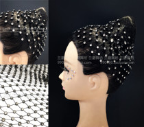 Invisible hair net Latin dance headdress shape full of diamond black hair net set drill national standard dance hair head drill invisible net