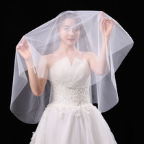 Simple naked yarn bride Korean wedding dress head yarn super long plain yarn tailing photography tour soft yarn photo props