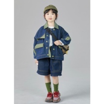 OLA MITI Custom Spring paragraph Children casual Wind personality Collider Jeans Suit Jacket Shorts