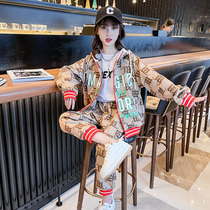 Girl Spring Clothing Suit 2022 New Ocean Qi Children Clothing Children Online Red Clothes Girl Spring Autumn Sports Trendy Korean Version