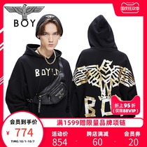 boylondon flagship 2021 Autumn New Golden White Eagle print loose hooded sweater men and women T09402