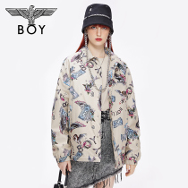 boylondon official website 2021 autumn and winter New products full of printed paper drunken gold theme cotton women cotton clothes male 204931