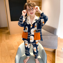 British Next Kiss childrens pajamas boys Spring and Autumn long sleeve cotton boy middle and big Children Home clothing set