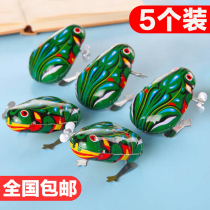 Iron frog jumping frog clockwork Children Baby toy classic 80 nostalgic retro large bouncing frog