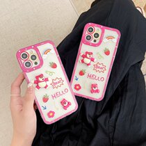 Stereo Strawberry Bear for iPhone12 Mobile Phone Case Silicone All-Inclusive 12pro Cartoon Apple X XR Female 8Plus
