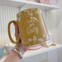 Export Finnish embossed ceramic cup heat-resistant mug 600ml heavy coffee cup oatmeal breakfast cup