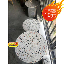 Off-white terrazzo desktop artificial marble stone countertop Cylindrical coffee table Dining table display table custom recommendation