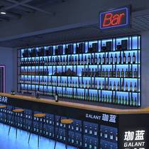 Bar Counter Wine Cabinet Iron Art Red Wine Rack Wall-mounted Restaurant Industrial Wind Wall Shelf Clear Bar Luminous Bar Wine Rack
