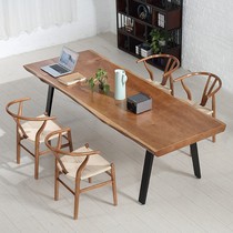 Nordic solid wood dining table and chairs Composition Home Small family Type minimalist modern log whole board Living room Restaurant dining table
