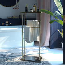 bencross non-hole bathroom floor-to-ceiling towel rack Nordic toilet towel rack rack double-bar towel hanging