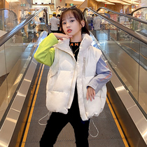 Girls down cotton waistcoat autumn and winter childrens vest horse clip in the big child foreign style wearing thick warm waistcoat shoulder tide