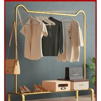 Light luxury hangers Floor-to-ceiling household bedroom folding clothes rack Indoor dormitory simple storage cool drying metal hangers