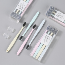 Simple soft hair toothbrush with protective cover for household men and women with fine hair adult girls family combination set