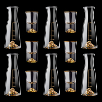 Chinese style Jiangshan wine set Gold foil white wine cup small crystal wine dispenser 100ml household thickened antique style