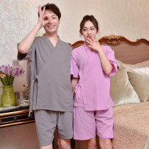 Washed cotton cardigan mens and womens hotel bathing clothes Bath clothes Japanese kimono pajamas beauty clothes Massage reflexology clothes