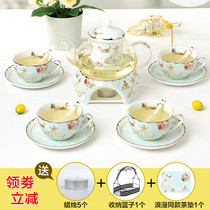 European-style tea set afternoon tea set English household glass fruit teapot heated flower teapot tea cup