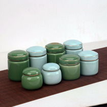 Celadon sealed jar Liquid special anti-leakage paste square jar Ceramic Chinese medicine powder jar storage storage jar Tea jar