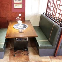 Smokeless hot pot table custom marble table gas stove one person pot Korean barbecue shabu shabu Farm Restaurant Restaurant