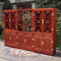 Chinese bookcase combination South elm Zen carving free combination Ming and Qing imitation retro solid wood custom storage bookshelf