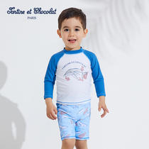 tartineetchocolat French chocolate childrens clothing 2021 summer new boys swimsuit swimming trunks set