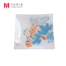 Shanghai Museum Glass Plate Ornament Ming Dynasty Sun Kehong Flowers and Birds Birthday Holiday Gift Shelf Accompanying Souvenirs