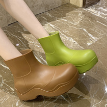 Korean version of mona same water shoes cashmere avocado rain boots candy-colored rain boots wear warm short tube water boots womens shoes tide