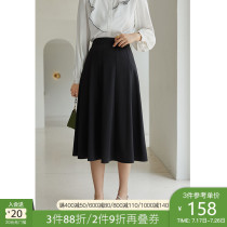 Single bundle plus size womens black skirt mid-length Korean version pleated skirt 2021 new fat mm high waist a-line skirt