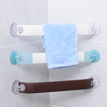 Japan imported YAMADA bathroom room telescopic towel rack corner corner free punch suction cup towel hanging rod