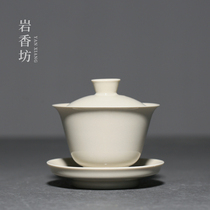 Rock Shangfang Grass Wood Grey size lid bowl Ceramic Imitation Ancient Three Talents Tea Bowl Kongfu Tea With Single Bowl Cover Cup