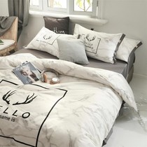 Net red Nordic simple cotton bed four-piece cotton autumn ruffled bed sheets quilt cover 1 8 bed hats three 4-piece set