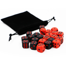 Classic collection No. 1 6 points dice red dice black dots Black Dice red dots 24 pack delivery velvet bag